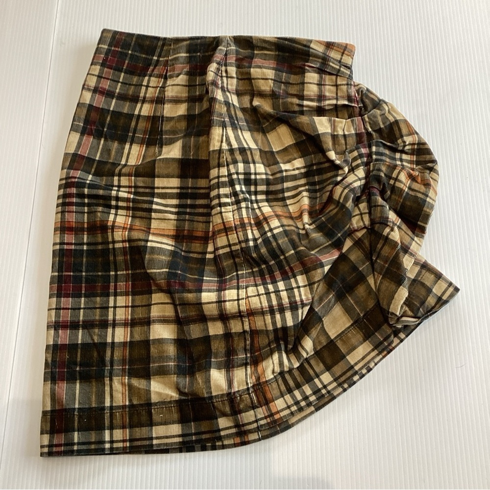 Mango Women's Plaid Draped Mini Wrap Skirt Brown Plaid XS